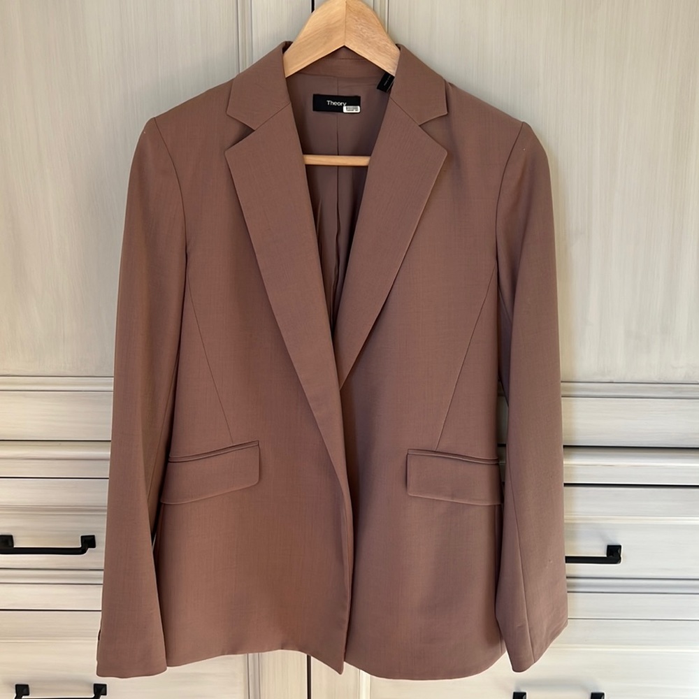Theory Wool Blend Blazer Suit Jacket Blush Pink 0